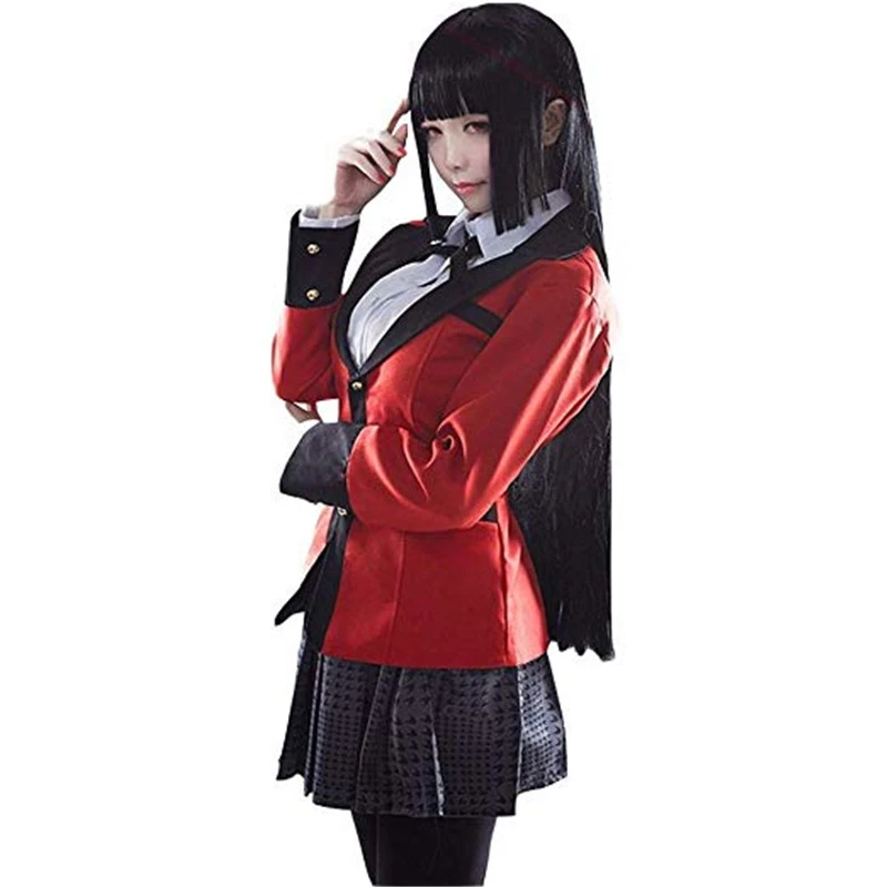 ハロウィンコスプレ衣装アニメ Kakegurui Yumeko Jabami 女子校生制服フルセットジャケット シャツ スカート ストッキング ネクタイ Wigshoes Anime Costumes Aliexpress