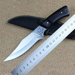 Высокое качество фиксированной нож высокой твердости 58HRC + деревянная ручка Открытый Отдых на природе Охота Тактический прямой нож