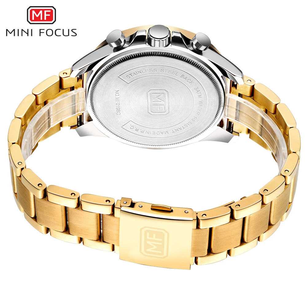 MINI FOCUS Men Fashion Military Dress Analog Watch 3 Sub-dials Multifunction Stainless Steel Strap BLUE RG Mens Top Brand Luxury