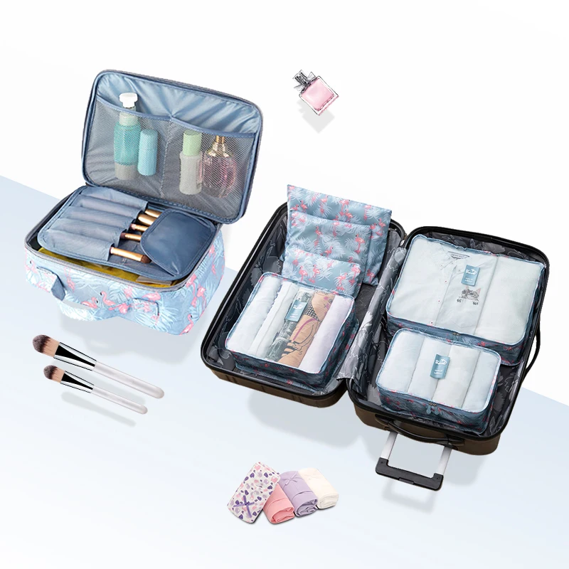 

Travel Cosmetic Bag Suitcase Organizer Sets Women Makeup Toiletry Storage Pouch Cable Gadgets Case Clothes Wardrobe Closet Item
