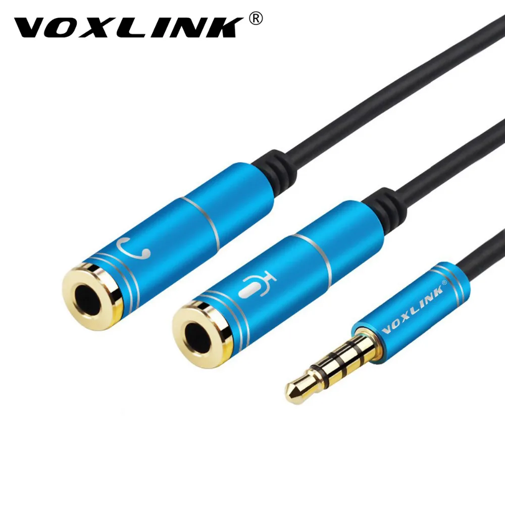 Kopen VOXLINK 3.5mm Audio Splitter Kabel 3.5mm Man 2 Poort 3.5mm vrouwelijke met Mic 3.5 Extension Aux Kabel Adapter voor iPhone Speaker