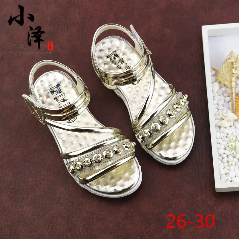 Детская Новые Летние босоножки милые сандалии для девочек Детская принцессы со стразами Обувь Детская обувь