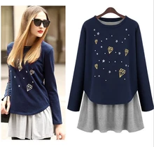 Dress 2 pcs Pluse Taille Casual Vêtements de maternité Hauts De Maternité À Manches Longues T-shirt Gilet Vêtements de Grossesse Pour Les Femmes Enceintes