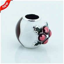 Подходит для браслетов Pandora рождественские шармы с эмалью смешанных цветов серебряные бусины 925 пробы
