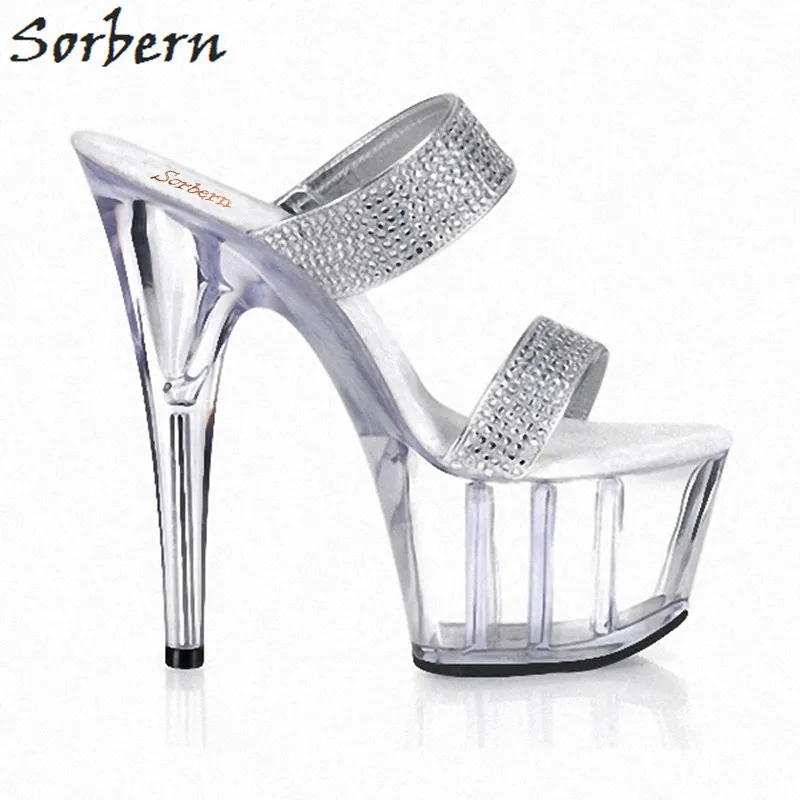 Sorbern Argent Cristaux Femme Femmes Diapositives Chaussures Mode Talons Pantoufles Plate 2018 Custom argent forme Strass Color Belles BSxfwqSU