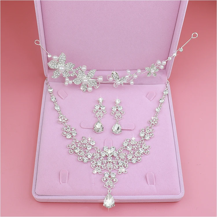Luxo Cristal Conjuntos de Jóias de Casamento para Noivas Gargantilha Colar + Coroa Tiara + Brinco Conjuntos de Jóias para Bridals Acessórios Para o Cabelo (9)