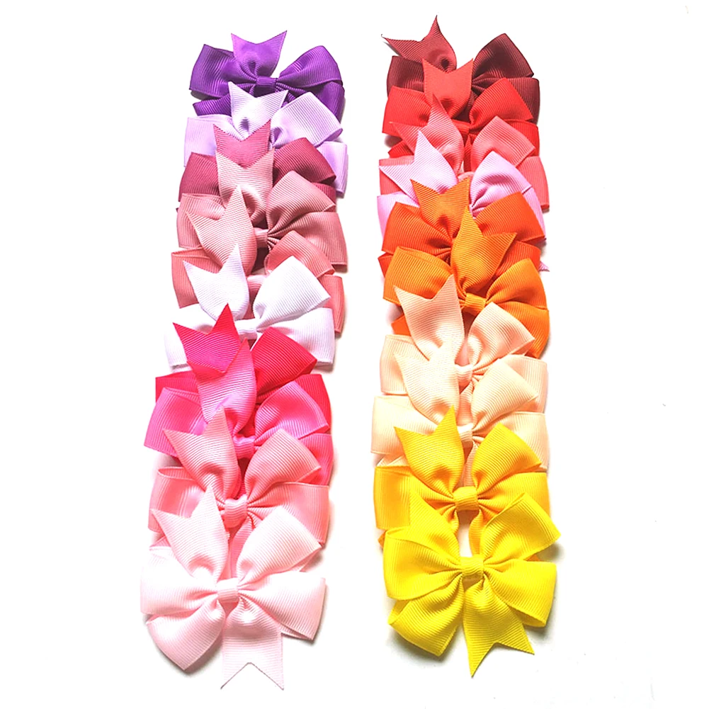 

20PCS Lovely Hair Grips Hairpin Newborn Baby Girl Kids Handmade Bow Hair Clip Colorful Clips Girl Ribbon Sides Accessories