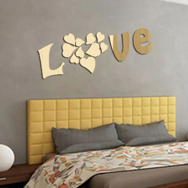 Patroon Hart Muurstickers Goud Zilver 3D Acryl Spiegel Woondecoratie ... Patroon Hart Muurstickers Goud Zilver 3D Acryl Spiegel Woondecoratie ...