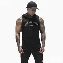 Европейские и американские братья Новые Спортивные Мужской жилет с капюшоном Обучение Бег спортивный жилет без рукавов