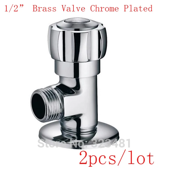 2pcs/lot 1/2" Brass angle valve Chrome Plated Bathroom Faucet Angle
