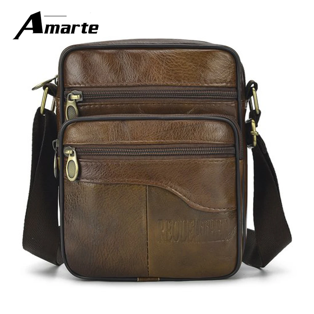 

Genuine Leather Shoulder Bags Fashion Men Messenger Bag Small Male Tote Vintage New Crossbody Bags Men's Handbags