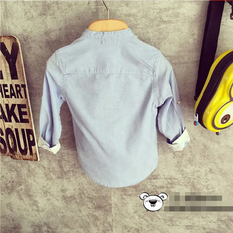New Fashion 2016 Boys Shirts Pure Color Mandarin Collar Bottom Babys Formal Party Tops Korean Children Clothing Boys Blouse 2-7Y