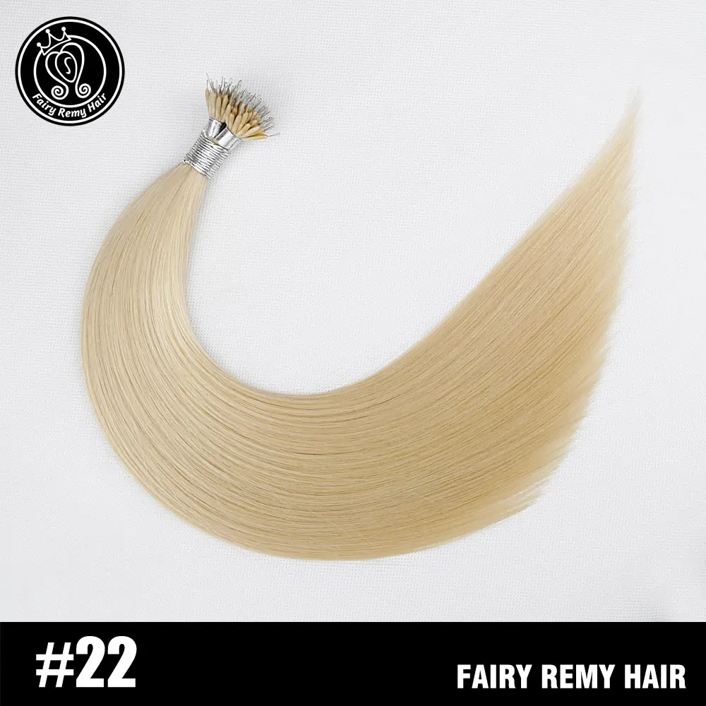 Фея Волосы remy 0,8 г/локон 18 дюймов, Remy настоящие нано кольцо ссылки Пряди человеческих волос для наращивания эффектом деграде(переход от темного к Цвет# T6/16 прямые волосы на микро-бусины заколки для волос 40g - Цвет: #22