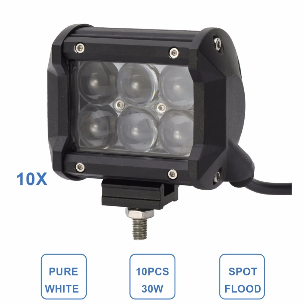 10pcs 30W LED Work Light Car Motorcycle Auto 4WD 4X4 ATV