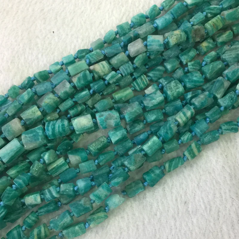

Natural Raw Mineral Russia Lace Green Blue Amazonite Hand Cut Nugget Free Form Loose Rough Matte Faceted Beads 6-8mm 05493