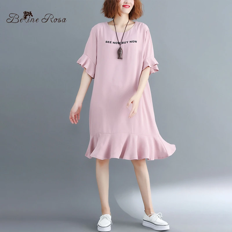 

BelineRosa Plus Size Women Clothing Ruffled Hem Chiffon Dress XL XXL 3XL 4XL Summer Style Casual Dress 72B00026
