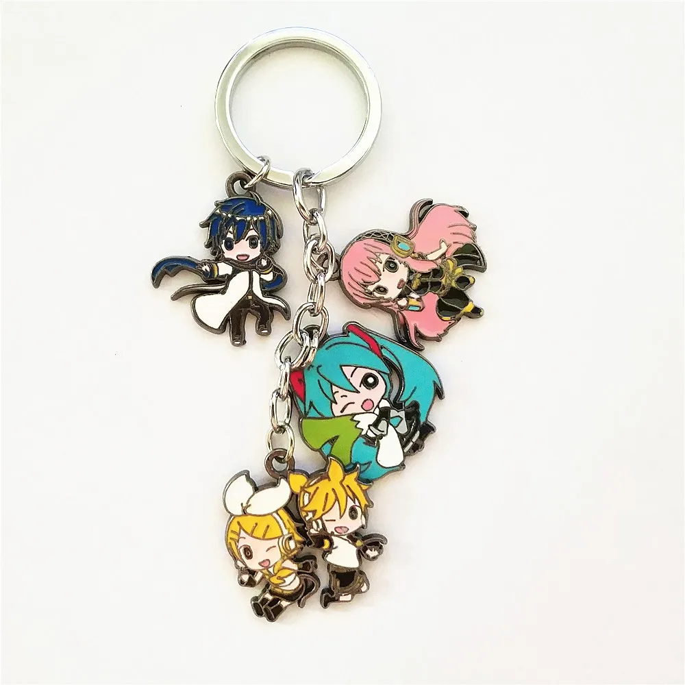 

Anime Hatsune Miku Figure Mobile Chain Key Chains Keychain Necklace Metal Pendant Keyring Cosplay