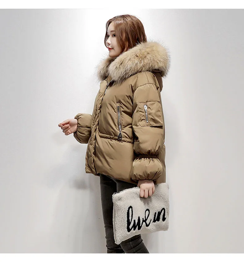 Fitaylor 2019 kobiet zimowe kurtki biała kaczka w dół duży naturalny szop futro hooded Parkas Slim ciepłe female płaszcz Snow Outwear -