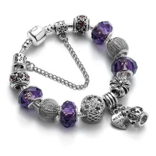 Корона браслеты с подвесками женский Европейский стиль эмалевые Бусины Fit Pa браслет для женщин ювелирные изделия подарок