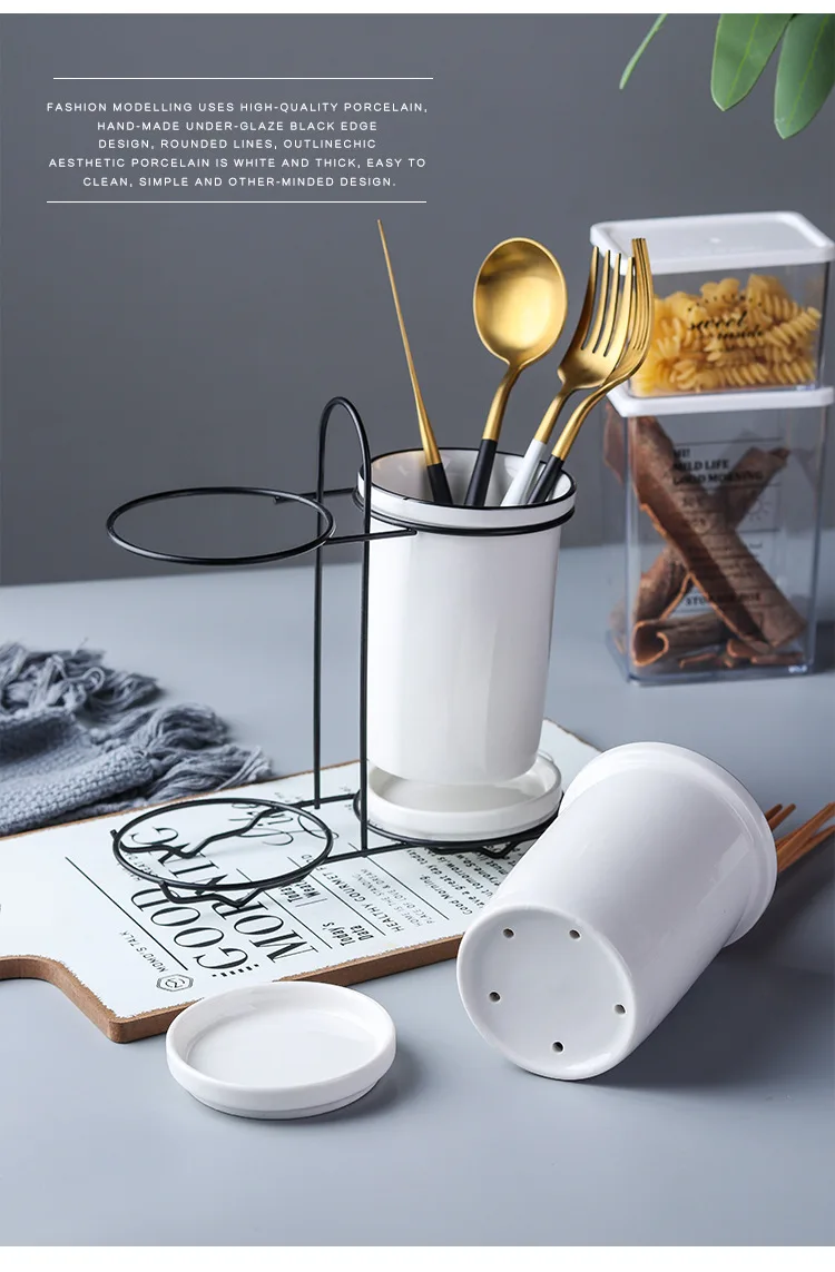 Скандинавские Простые керамические вилки ложки палочки для еды трубки домашние палочки для еды коробки полки для столовых приборов