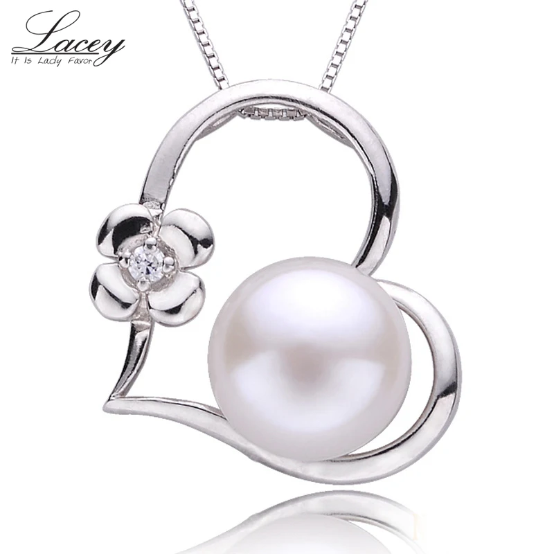 LACEY heart design Pearl Jewelry Pearl Necklace Pendant 925 sterling silver jewelry fashion necklaces for women