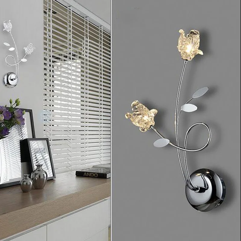 

T 2 piece Crystal Flower Fashion Wall Lamps Modern Creative LED Simple Lamps For Bedroom Aisle Corridor Home Lighting DHL FREE