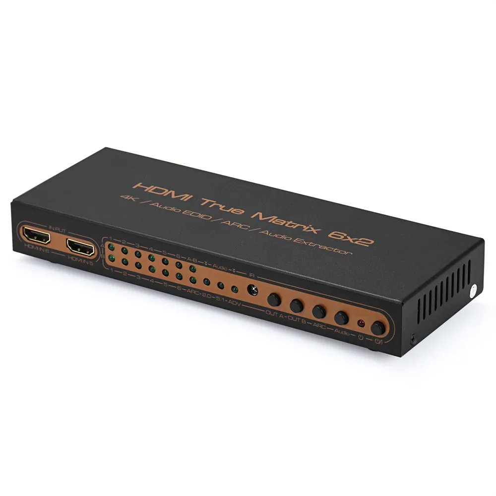 

Popular UHD 4K*2K HDMI 6x2 3D HDTV HD True Matrix 2.0 Switch Splitter W/ IR ARC PIP N2K9+Remote control Free Shipping XP15M04