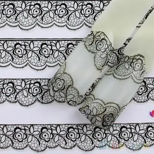 

Fashion 3D Black Lace Design Nail Art Stickers Decals For Nail Tips Decor Manicure Tool AS9 7GSW