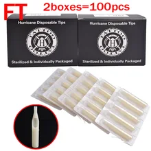 100 шт./компл. футы белый цвет пластиковые татуировки трубки одноразовые насадки для татуировки