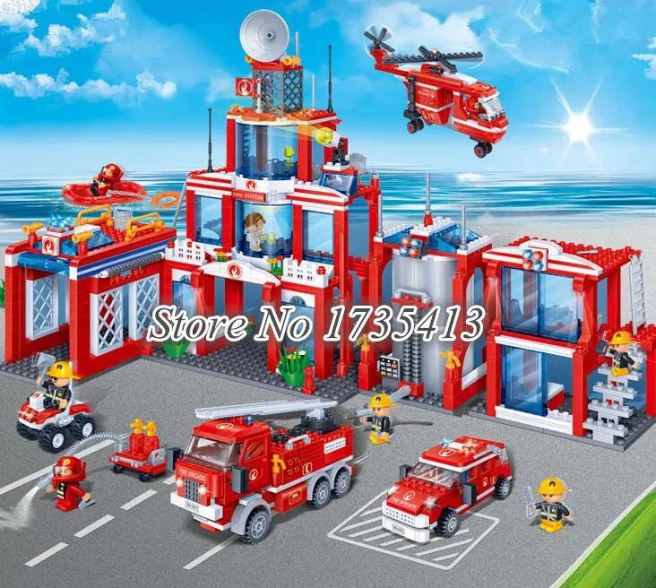 

AIBOULLY 2017 New 1285 Pcs Fireman Building Block Fire Station Building Block Toys 8355 Banbao Building Block DIY Bricks