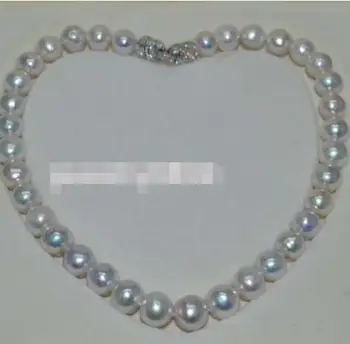 

free shipping >>>>noble jewelry 11-12 mm natural real Freshwatewhite pearl necklace 17 inch 925 clasp DIY women hot sale
