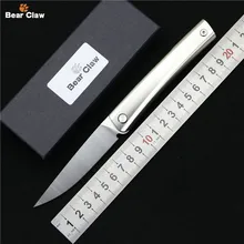 Bear claw perfect lines folding knife D2 steel TC4 Titanium handle outdoor camping hunting pocket kitchen fruit knives EDC tools