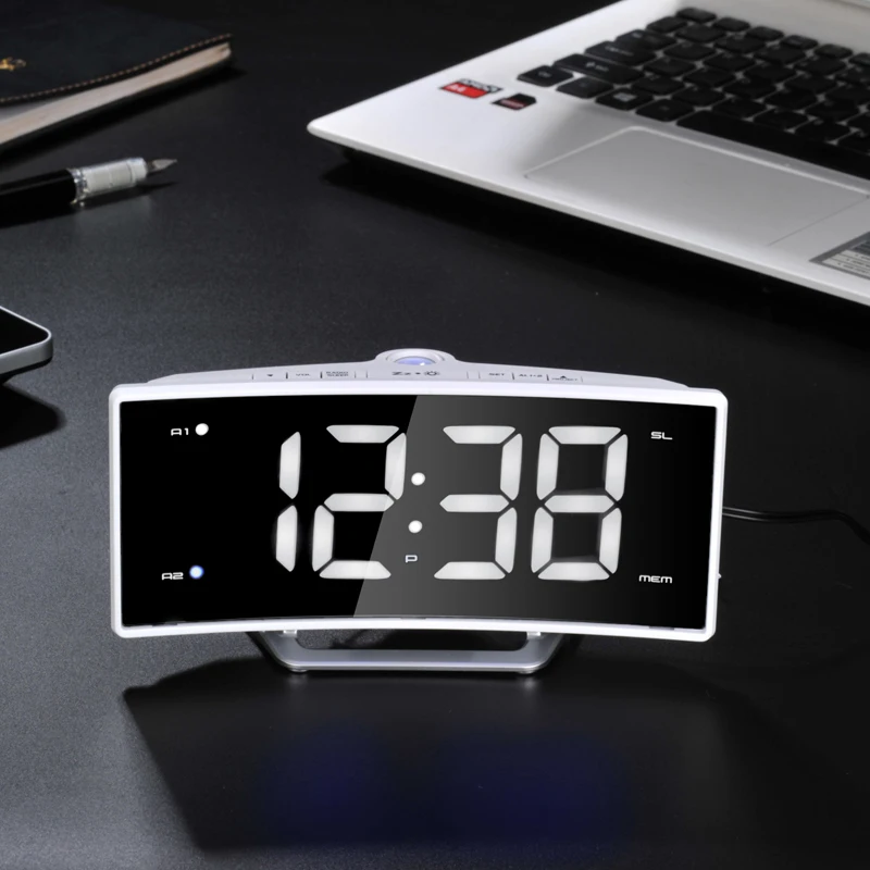 Arc Led Projection Alarm Clock Modern Decoration Desktop Clock Student