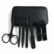 7 шт. Набор для стрижки ногтей набор инструментов для маникюра из нержавеющей стали набор с черным чехлом высокое качество инструмент для дизайна ногтей H7JP