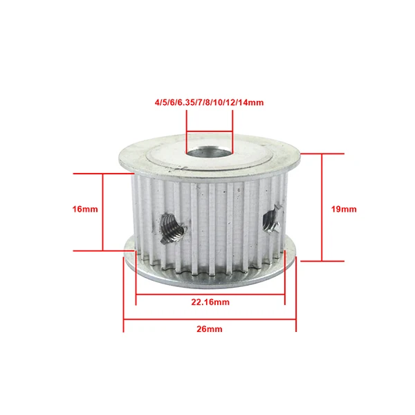 LUPULLEY HTD3M ременный шкив 24T диаметр 5/6/6,35/8/10/12/14 мм ремень Ширина 16 мм синхронный мотор для центрального движения колеса Алюминий сплава 1 шт