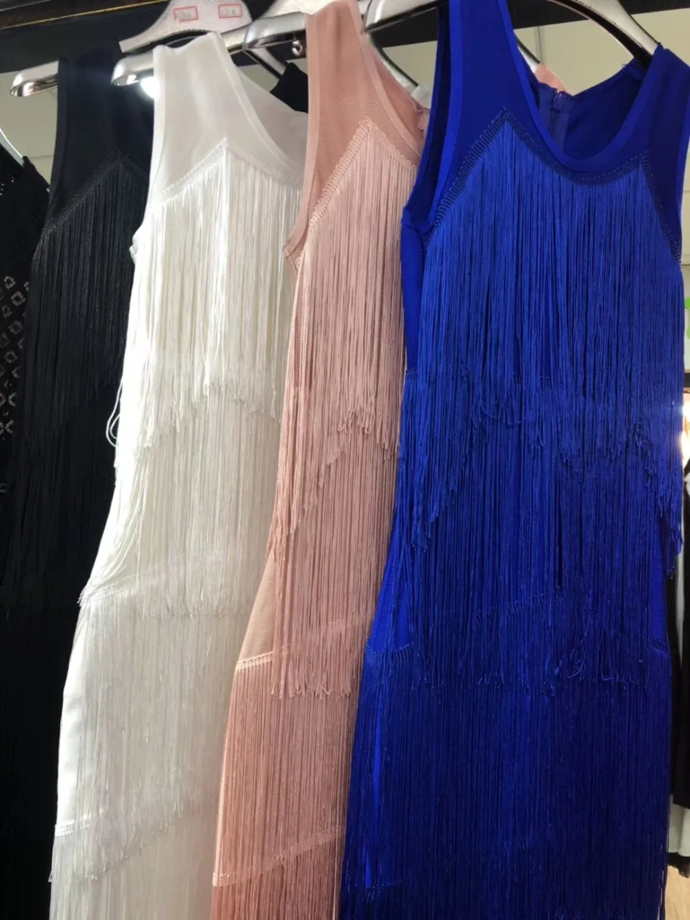 Новое модное синее, белое, черное, розовое, с кисточками, длиной до щиколотки, сексуальное облегающее платье для знаменитостей, Клубное, вечернее, Бандажное платье