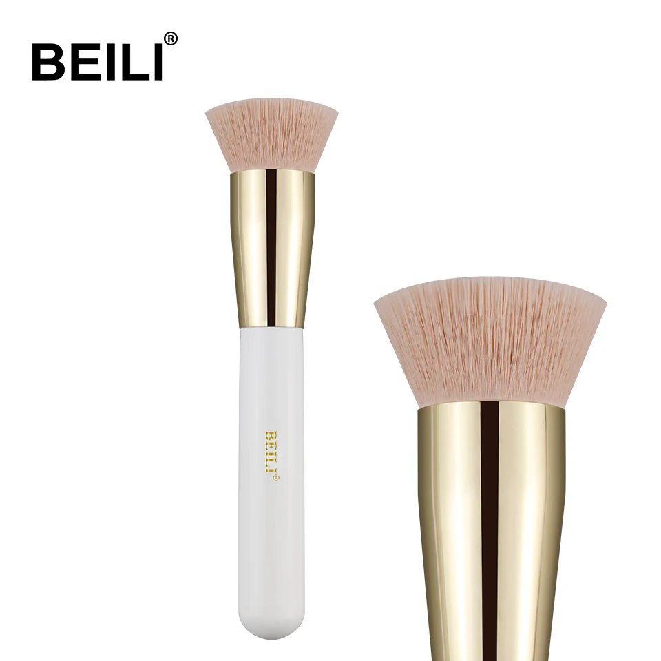 BEILI перламутровая белая Профессиональная Кисть для макияжа Nano Wool Fiber Gold Powder Foundation blusher тени Контурные растушевки бескровные розовые волосы - Handle Color: WL04