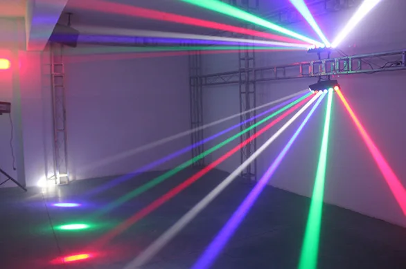 المرحلة الشعاع مصابيح برو dj المعرض حزب المرحلة إضاءة dmx512 ديسكو بار الميلاد rgb 8 رؤساء العارض الأضواء