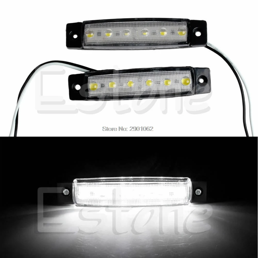 

2x12V 6 LED Bus Truck Trailer Lorry Side Markers Indicator Light Side lamp White Drop ship