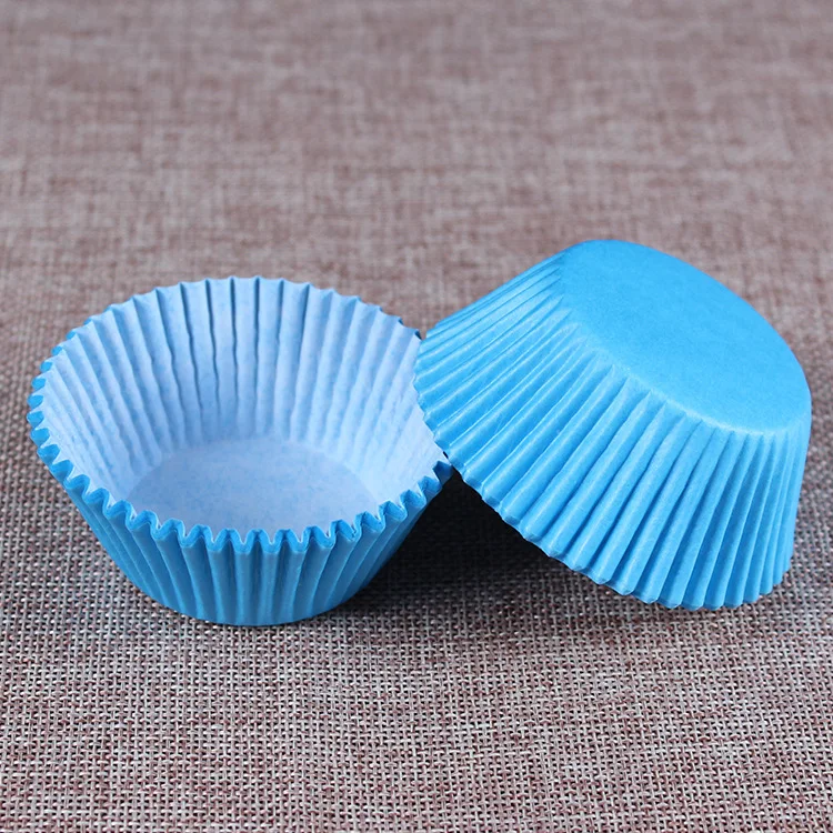 

Base 5CM 100pcs/lot Pure Blue Greaseproof Paper Cupcake Cups Cases with PVC Clear Packing Box Paper Baking Liners
