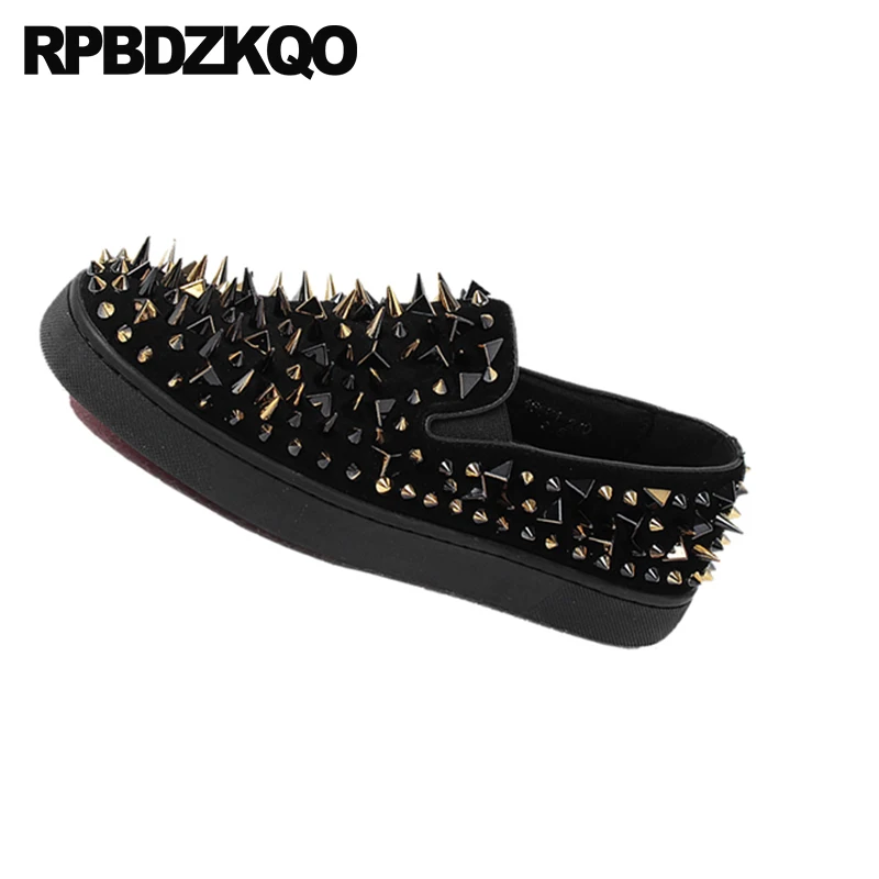 rouge Rouge Boucles bleu Italie Nubuck Skate Parti Transitoire Creepers Métal Cuir Suede Noir Rivet Plate Italien Bleu Noir Bal Hommes Pissenlit De En forme Chaussures dQCthrs