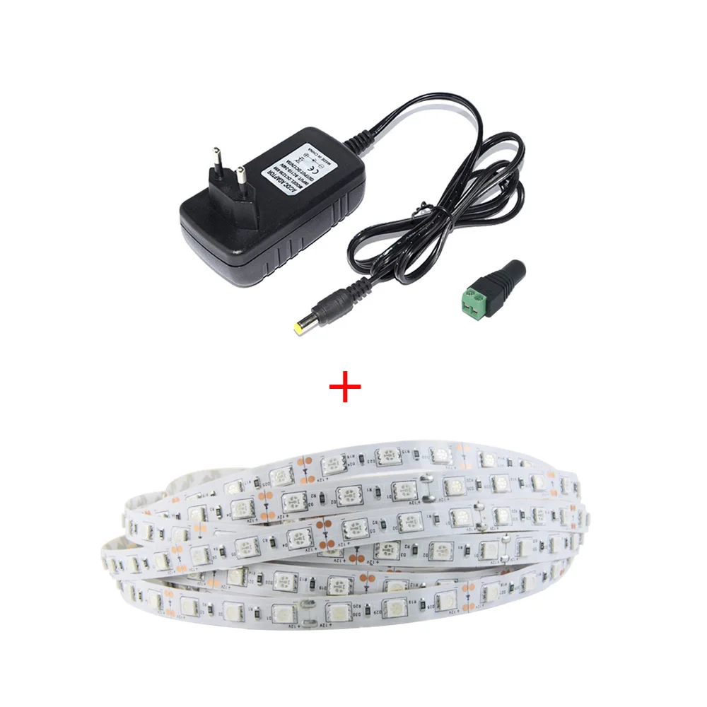 5050 RGB Светодиодные ленты светильник 12V 300 светодиодный s IP65 5 метров светодиодный ленточный светильник Диодная лента с 24-мя клавишами пульт дистанционного управления 3A Мощность адаптер - Испускаемый цвет: Package B