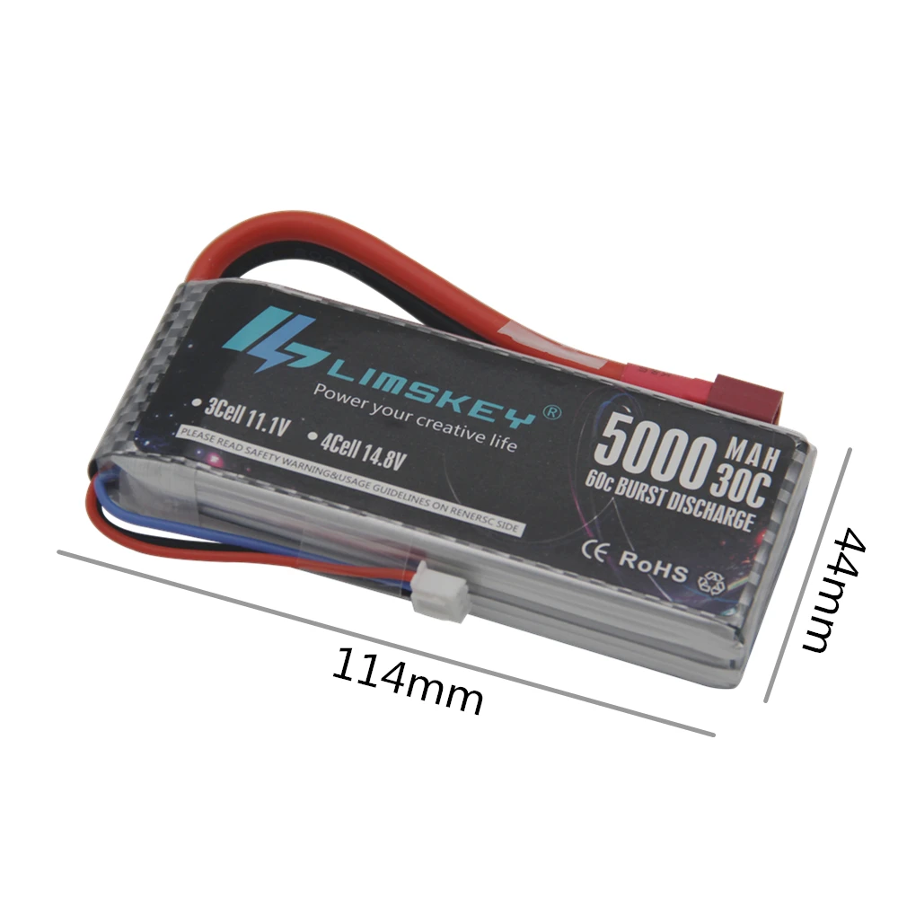 Limskey новая версия Хорошее качество Rc Lipo батарея 7,4 V 5000mah 2S 30C Max 60C для Wltoys 12428 12423 1:12 RC автозапчасти