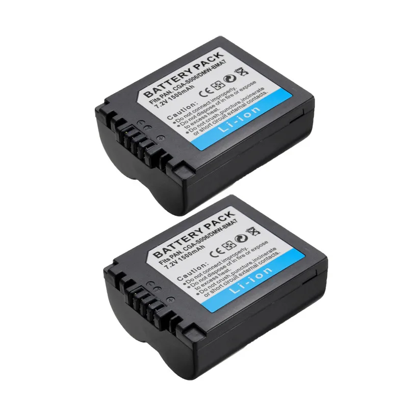 

2x 1500mAh CGA-S006 CGR CGA S006E S006 S006A DMW-BMA7 DMW BMA7 Battery for Panasonic DMC FZ18 FZ7 FZ8 FZ28 FZ30 FZ35 FZ38 FZ50