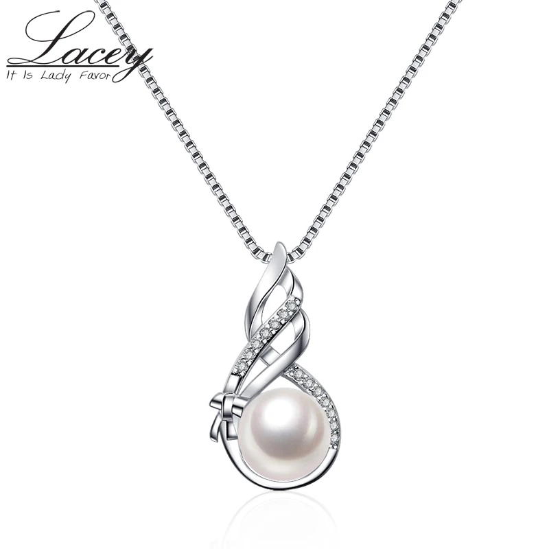 

Wedding Freshwater Pearl Pendant For Women,925 Sterling Silver Chain Real Pearl Pendant Necklace Bride Gift