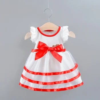 

Baby toddler girl dress in summer ribbon dress big bow-knot cotton soft princess dress for 0-36m