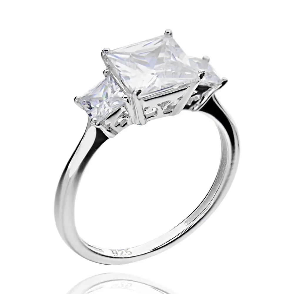 Обручальное кольцо для невесты из стерлингового серебра 2 карат с кубическим