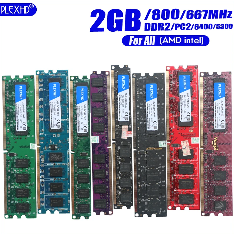 PLEXHD Настольный ПК Память RAM Memoria модуль DDR2 800 МГц 667 МГц PC2 6400 5300 1 Гб 2 ГБ 4 ГБ 8 ГБ 240 контакты для всех(для intel amd