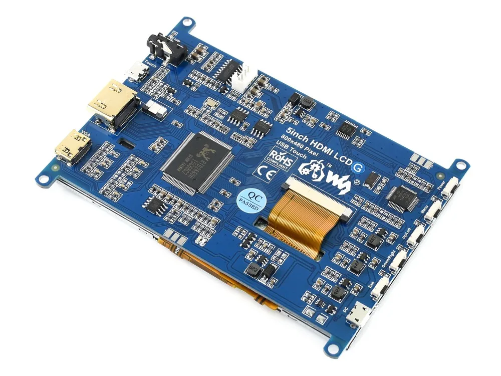 Waveshare 5 дюймов HDMI LCD (G) Монитор резистивный сенсорный экран 800X480 Высокое Разрешение
