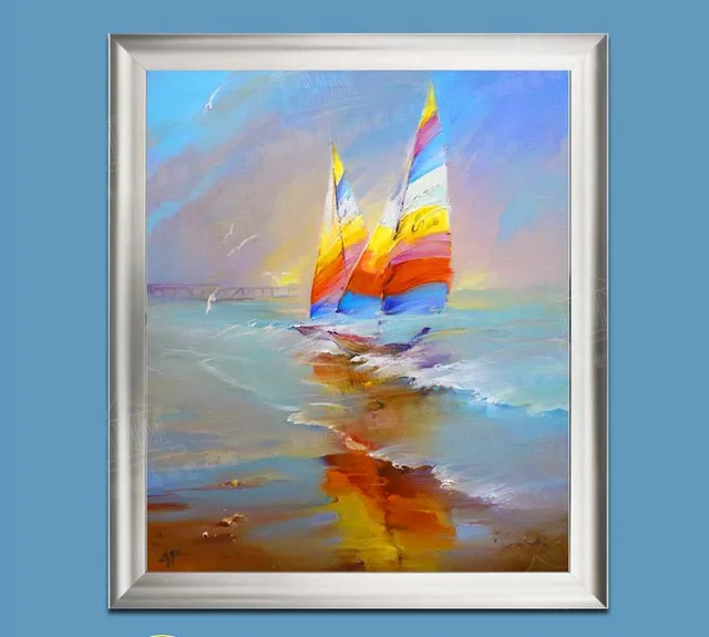 Oil Painting Sailing Boat Ocean Beach Decorative Abstract Oil Painting Sailing Boat Ocean Beach Decorative Abstract Hand Painted Canvas